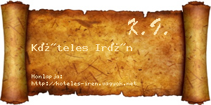 Köteles Irén névjegykártya